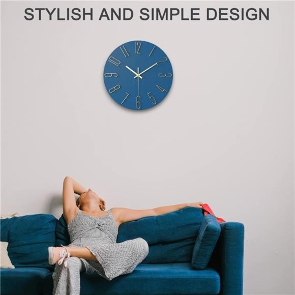 12 Inch Wall Clock Silent Non Ticking,Preciser Modern Style Decor Clock for Home - Picture 3 of 6